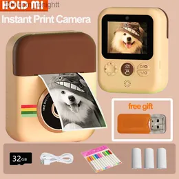 Camcorders Kids Toy Instant Print Camera HDビデオ録音デュアルレンズサーマルフォトペーパー誕生日ギフトボーイズガールズQ230901