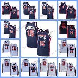1992 Retro Basketball Jerseys 15 Johnson 14 Barkley 10 Drexler 8 Pippen 11 Malone 12 Stockton 13 Mullin 7 Bird Stitched Jersey