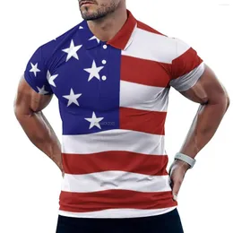 Men's Polos American USA Flag Print Casual Polo Shirts July 4th T-Shirts Short Sleeve Graphic Shirt Summer Streetwear Oversized Tops Gift