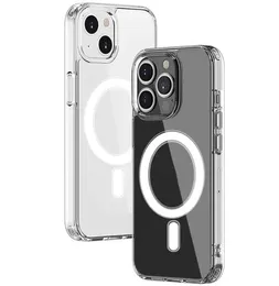 Magsoge Transparent Clear Acrylic Magnetic Shockproof Phone Cases for iPhone 15 14 13 12 Mini 11 Pro Max XR XS X 8 7 Plus Compatible Magsafe Charger S23 ultra