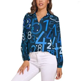 女性のブラウス数学番号ブラウス長袖カラフルなコードプリント面白い女性ストリートウェア特大シャツデザイントップバースデープレゼント