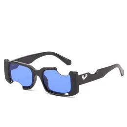 Mode solglasögon ramar hiphop fyrkantiga kvinnor män utanför hål design vita solglasögon blå damer vintage skuggor glasögon UV -skydd 230831