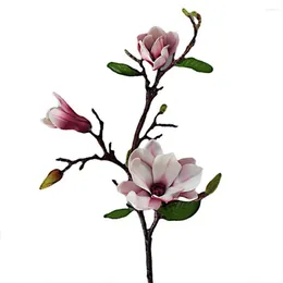 Dekoratif Çiçekler 93cm 6pcs Yapay Manolya İpek Sahte Çiçek Şubesi Sahte Magnolias Buket Düğün Ev Masa Dekor Parti Aksesuar