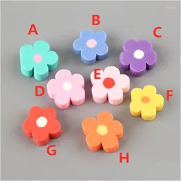 Charms Kawaii Sprinf Flower Flat Back Desin Cabochons Planar Polimer Clay Floral Button Naklejka Wystrój Dekorowanie 10pcs Drop Gelive Dhvwc