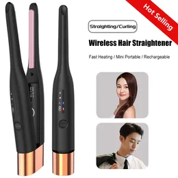 Hair Straighteners Wireless Electric Straightener Rechargeable Instant Heating Curling Iron Flat Straighting Splint Curler Tools 230831