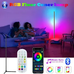 Lâmpada de chão de canto inteligente RGB luzes de canto com Bluetooth e controle remoto regulável lâmpada de pé para quarto sala de estar decoração moderna