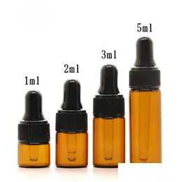 Perfume Bottle Usa 1Ml 2Ml L Amber Glass Bottles Empty Mini Dropper With Black Cap For Essential Oil E Liquid Drop Delivery Health B Dh1Vh