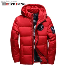 Męskie Parkas Holyrising Jaqueta Masculina Mężczyźni Mężczyźni Mężczyźni z kapturem płaszcz Casaco Masculino Inverno Men Winter Thin Duck Down18381 Q230831