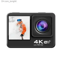 Kamery WiFi Sports Camera Waterproof 4K 60 FPS Digital Video EIS Dual IPS Screen Touch do nurkowania Motocyklowy Q230831