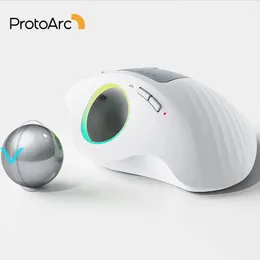 Möss Protoarc EM01 RGB Wireless Trackball Mouse 2.4G Bluetooth Ergonomic Mouse Rechargeble Rollerball Mice for Home Office Laptop PC 230831