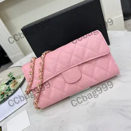 رفرف Mini Woc Lambbiar Lambskin Counter Counter Bag Wramed Grained Cowwhide Leather Weather Wallet مع سلسلة Gold Silver Hardware Women Luxurys Luxurys Luxurys Coin Presh 18x10.5cm