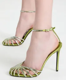 Alevi Milano Penelope Sandals Shoes Summer Luxury Wedding Dress Women Crystal-encrusted Strap High Heels Lady Gladiator Sandalias EU35-44 Original Box