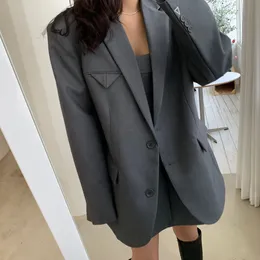 Womens Suits Blazers RZIV Spring and autumn high quality stylish womens solid color oversize big loose blazer coat 230228