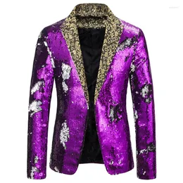 Ternos masculinos de luxo lantejoulas pretas blazers para homens brilhantes bovina de boate Glitter Party Stage Shawl Collar Slim Fit