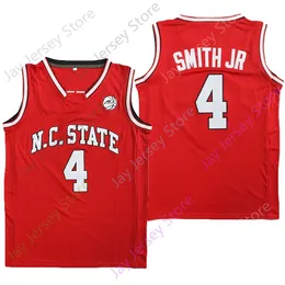 2022 Nieuwe NCAA NC State Wolfpack Basketball Jersey 4 Smith Jr College Red Size jeugd volwassen