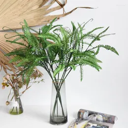 Decorative Flowers Artificial Single Branch Persian Leaf Fern Plant Green Leaves For Wedding Flower Arrangement Background Wall Decoration