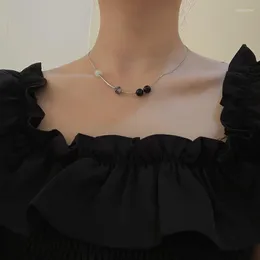 Choker Vintage Round Beads Women을위한 목걸이 2023 디자인 미니멀리스트 티타늄 강철 구슬 레이디 칼라 쇄골 체인