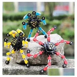 إلغاء الضغط لعبة الأطفال الأصابع الميكانيكية ألعاب Gyro Boy and Girl Bicycle Mecha Chain Robot Chispormation Finger Puzzle Dize7