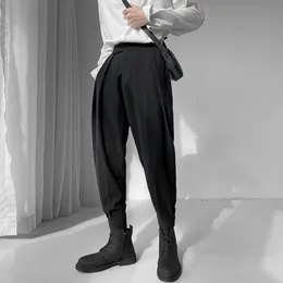 Kvinnor Pants Capris Luxury Herr Fashion Harem Pants Drappy Pleated Trousers Black White Elastic Midje avsmalnande Casual Pant Man Streetwear Clothing 230301