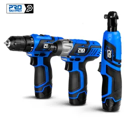 Electric Drill 12V Cordless Electric Screwdriver Drill Machine Ratchet Wrench Power Tools Electric Hand Drill Universal Battery by PROSTORMER 230301