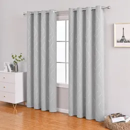Curtain Window Curtains Eyelet Design Silver Foil Printed Insulated Blackout For Home Living Room Bedroom Study Decoration