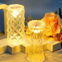 Lâmpadas de mesa Lâmpada de cristal Sweet Rose Atmosfera Bateria leve noite de cabecela à cabeceira para casa El decoração
