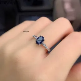 Cluster Rings Princess Kate Wedding Ring 5 Mm * 7Mm Natural Blue Sapphire Natural Sapphire Wedding Ring Solid 925 Silver Sapphire Ring G230228