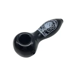 5-tums svart rökrör med klistermärke, tillverkat av högkvalitativt borosilikatglas-snyggt och hållbart