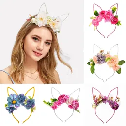 Headbands Spring Girl's Hair Band Flower Hairband Flower Hair Hoop Geometric Floral Hairband Rabbit Headband Easter Day Decor