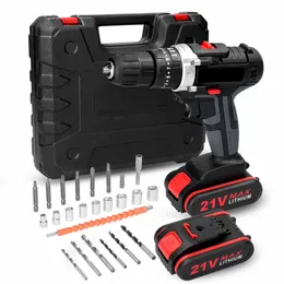 Electric Drill 21V Electric Drill Set Impact Cordless Drill Highpower 25 Gears of Morques Justerbar elektrisk skruvmejsel handborrar 2500 rpm 230301