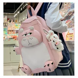 Bolsas escolares de grande capacidade kawaii back pack mochila urso jovem garoto de mochila feminina rosa feminina bagpack nylon cartoon saco de escolaridade