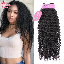 Brazilian Human Hair Kinky Curly Weave Natural Color 1B Virgin Human Raw Hair Bundle Hair Weft Can be Dyed Queen Hair Official Store