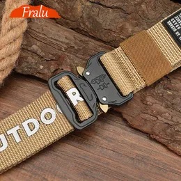 Belts FRALU New Tactical Belt Men Nylon Metal buckle Military T Combat Belts Knock Off Emergency Survival Belt 125140cm long Z0228