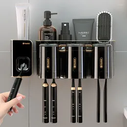 Set di accessori per il bagno Portabicchieri per spazzolino Dispenser di dentifricio A prova di umidità tramite drenaggio Bagno di stoccaggio multifunzione a parete