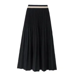 Beige Knitted Solid Color Autumn Winter Long Black Skirts For Women Female Vintage HighWaisted Clothes Spring 6593 230301
