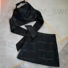 Plus storlek klänningar designer triangel märke gröda toppar kvinnor re nylon camis sexig grimma rygglös topp kjol set svart sommar mini e8pd j2t6