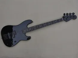 4 dizeler parlak siyah gövdeli elektrik bas gitar, gül ağacı klavye ile özelleştirilebilir