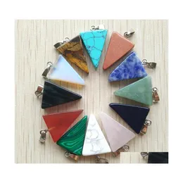 CAR DVR Charms Natural Stone Triangle Pendants for DIY Jewelry Making Wholesale Drop Delivery Healpes Deh3VU