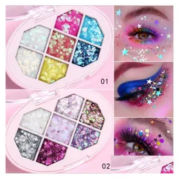 Cień oka 7 Kolor Glitter cień do powiek maquillage paleta de twarz włosy gwiezdne fragmenty serca cekiny Diamond lśniące scena makijaż dr dhamv