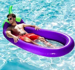 Stora aubergine floats Swimming Pool Floating Lounge Seats Ring vuxna Vattenbädd Hammock Water Sports Madrasses Party Toy