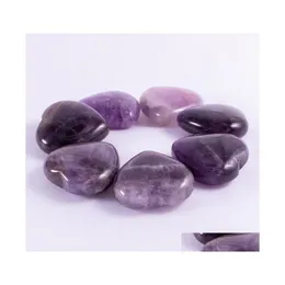 car dvr Stone 30X30X12Mm Carved Heart Statue Amethyst Natural Decoration Quartz Polished Healing Crystal Home Ornament Reiki Trinket Drop De Dheax