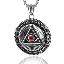 Подвесные ожерелья Hzman Mens Mens из нержавеющей стали Illuminati ally-eye-eye pyramid/eye символ