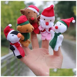 Dockor Ny julhandfingerdukdocka Santa Claus Snowman Animal Toy Baby Education Drop Leverans Toys Presents fyllda djur DHNDP