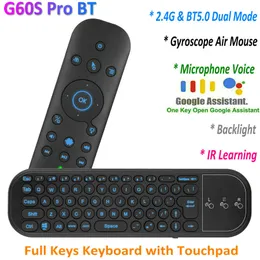 لوحات المفاتيح G60S Pro Bt 5 0 2 4G جيروسكوب إير ماوس الماوس بلوتوث عن بعد لوحة مفاتيح مصغرة لاسلكية لـ Android Smart TV Box PC 230301