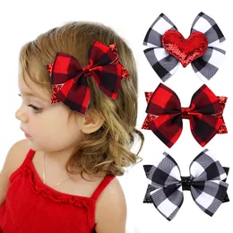 Ragazze Sweet Grid Print Ribbon Archi Fermagli per capelli Forcine Barrettes Clip a becco d'anatra Copricapo Accessori per capelli estivi femminili 1777