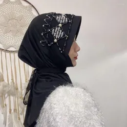 Roupas étnicas Rhinestone de alta qualidade Hijab muçulmano Cap para mulheres