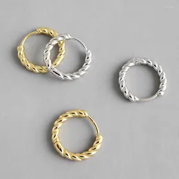 Kolczyki obręcze 925 srebrne kolczyki moda prosta skręcona skręcona pierścień uszy kość burza słody