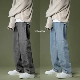 Jeans masculinos coreanos wideleg jeans de moda masculina retro casual jeans masculina de rua outono selvagem solto de hiphop straight calça de jeans mens S2xl z0301