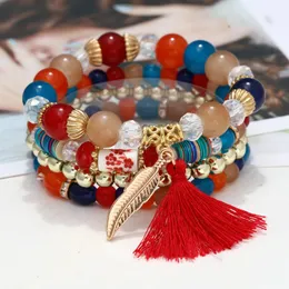 Braccialetti con ciondoli ZOSHI Bohemian Multistrato Pendenti e Ciondoli Perline Acriliche Nappa Braccialetti Pulseras Mujer Alla Moda 4-5 Pz Braccialetto Per Le Donne Regalo