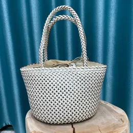Yaz yeni el dokuma torba deri örgü çanta mesh kişilik moda çantası 230301